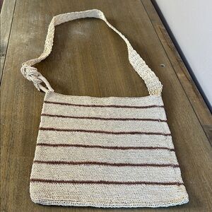 Unbranded Handmade Woven Stripped Maguey 
Men’s Crossbody Bag. Natural Fibers.